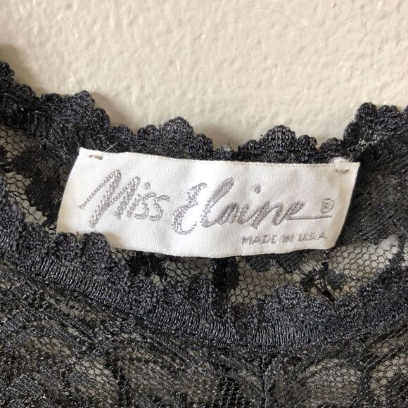 Vintage Miss Elaine Nightgown Large Lace Rosette Antron Nylon Union Made 1980s - Picture 8 of 12